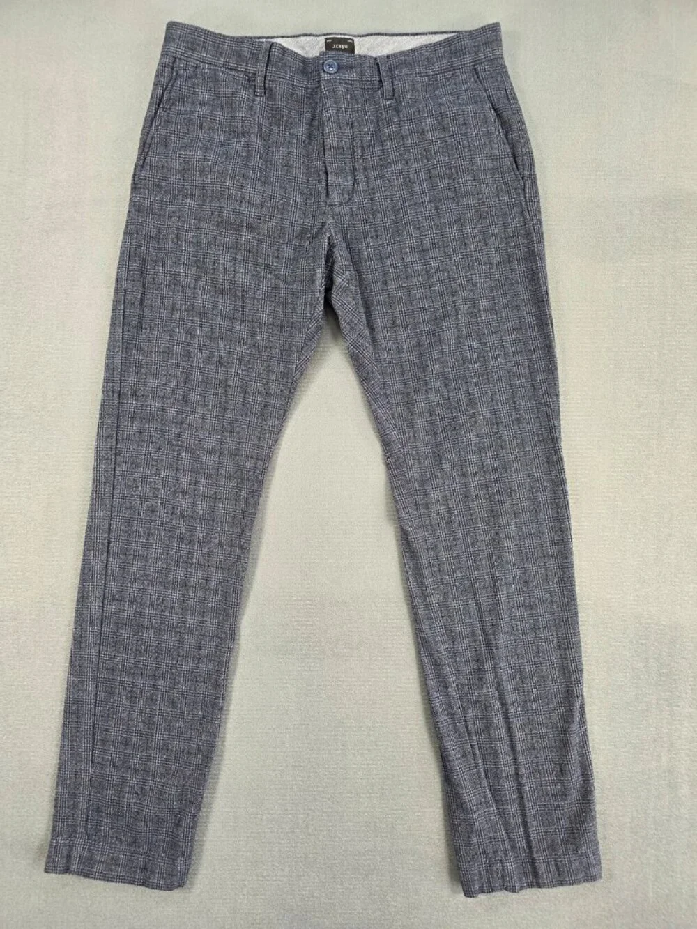J. Crew 484 Slim Men's Plaid Pants 31x32 Navy Gray Stretch